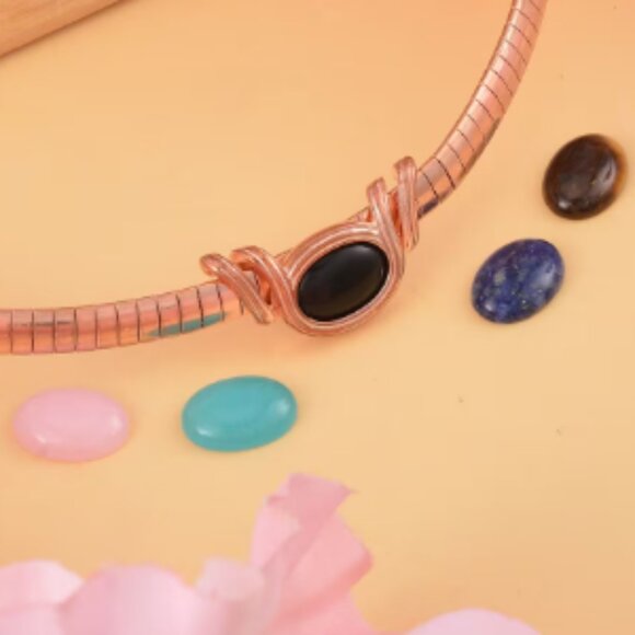 Multi Gemstone 17.50 ctw 5 Interchangeable stone with Choker Necklace - Picture 4 of 6